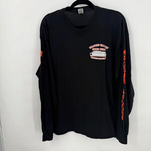 Maggie Valley Biker Wear Long Sleeve Shirt XL Black Graphic Mountain Fire Scene